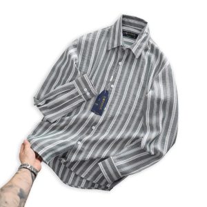 Sơ mi sọc tay dài cotton thêu DORMAX DS05 - Ảnh 16