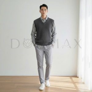 Sơ mi sọc tay dài cotton thêu DORMAX DS05 - Ảnh 5