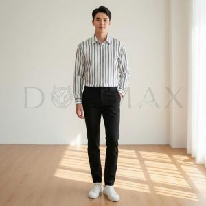 Sơ mi sọc tay dài cotton thêu DORMAX DS05 - Ảnh 6